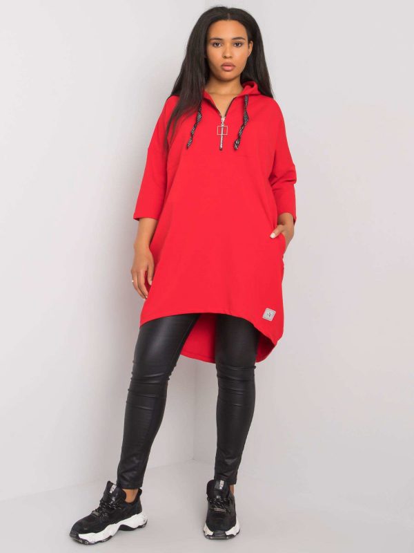 Red plus size cotton sweatshirt Adreana