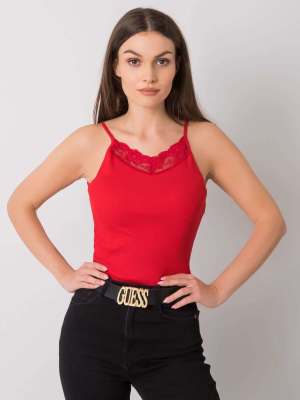 Armine red ribbed top