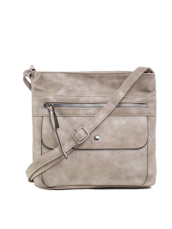 Dark beige shoulder bag with pockets