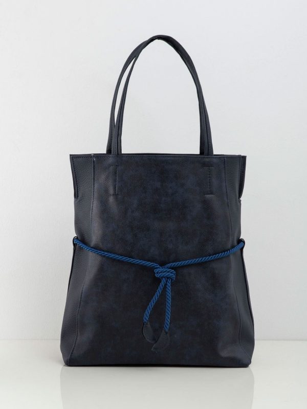 Navy blue bag with decorative binding