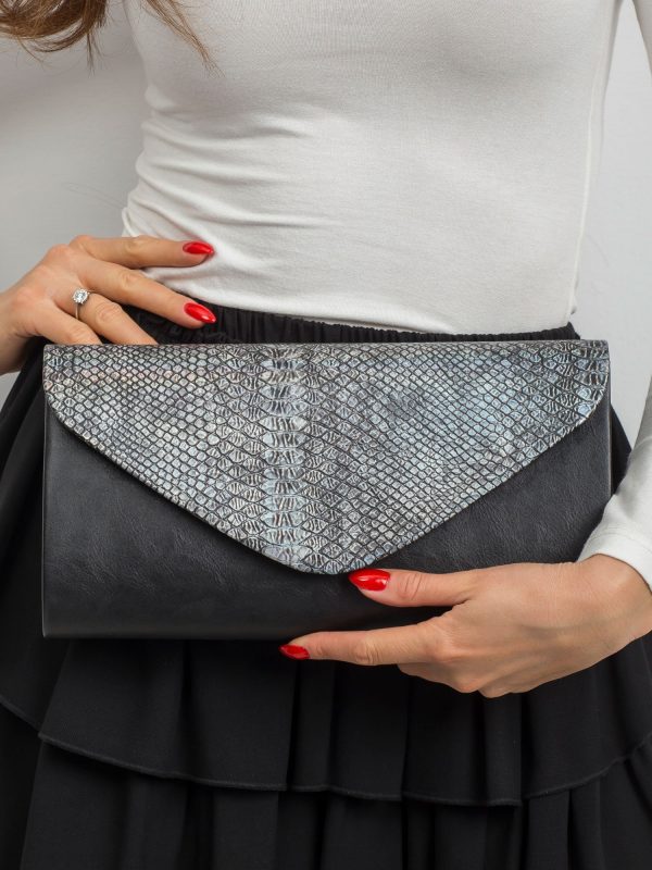 Black and silver oblong clutch bag