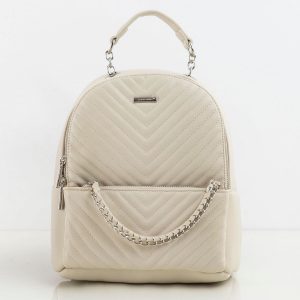 Light beige women's backpack with stitching