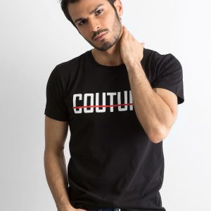 Black T-shirt for men with inscription