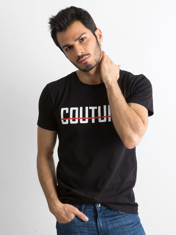 Black T-shirt for men with inscription