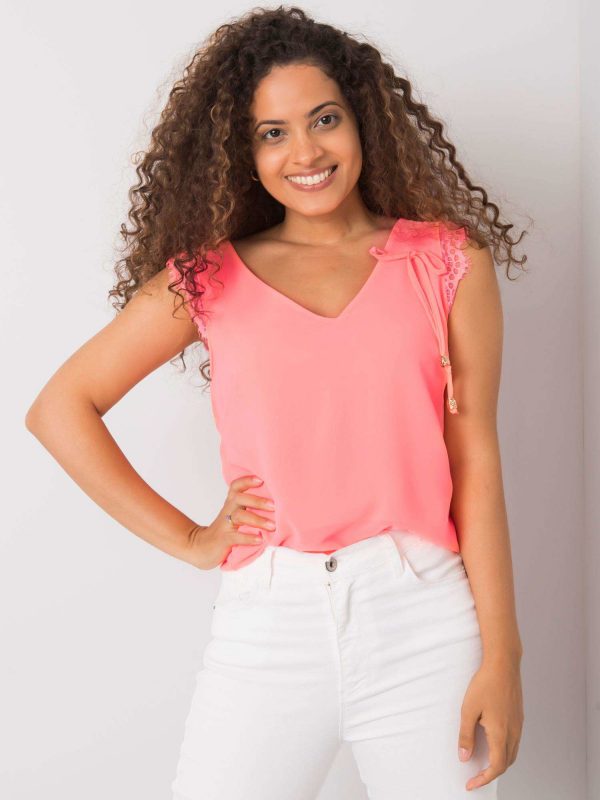 Fluo pink top with Sapphire lace