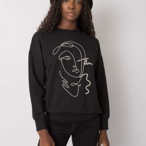 Black sweatshirt for women without hood Xaria