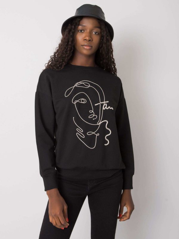 Black sweatshirt for women without hood Xaria