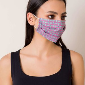 Dark pink protective mask with patterns