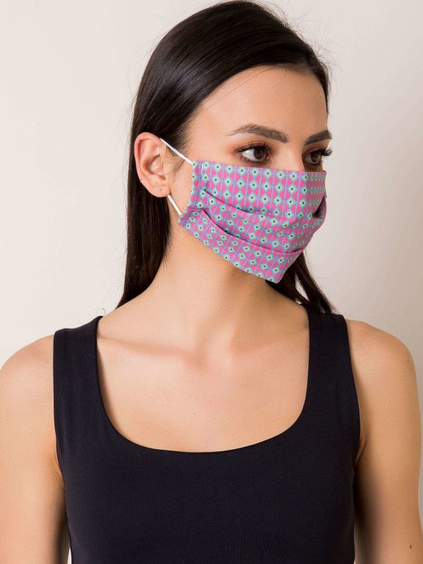 Dark pink protective mask with patterns