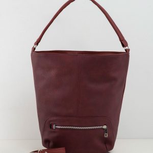 Burgundy urban bag with detachable strap