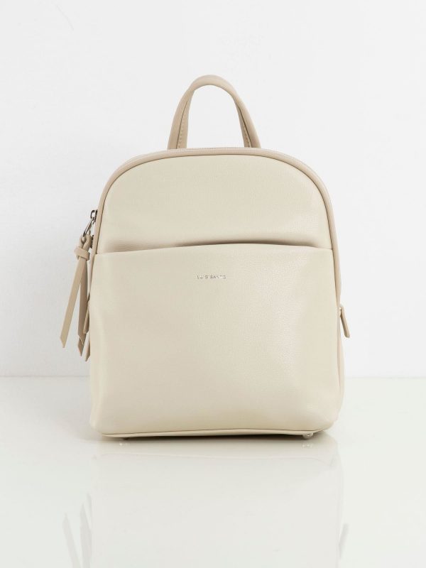 Light beige eco-leather backpack