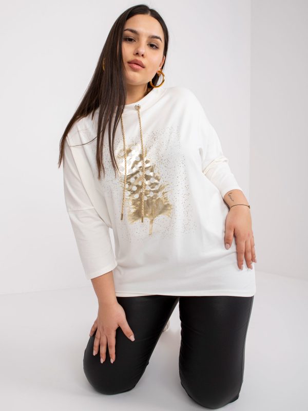 Ecru cotton blouse plus size Manon