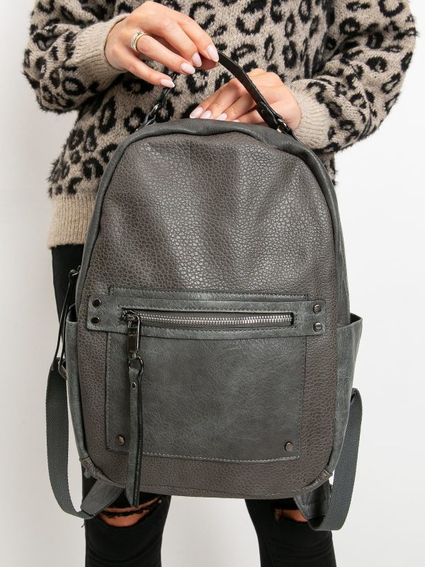 Grey backpack with studs