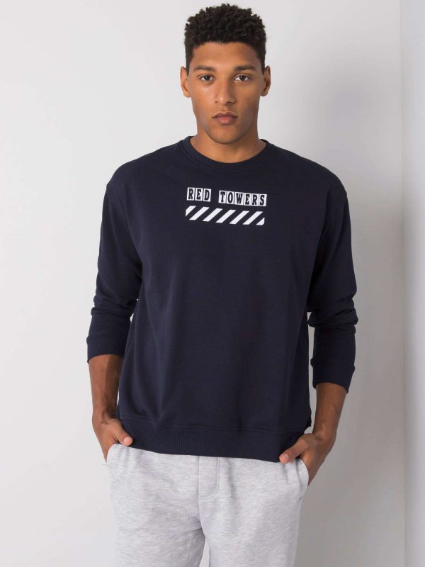 Navy blue sweatshirt for men with print Maxton LIWALI