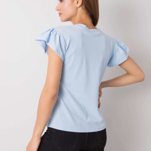 Ansley RUE PARIS light blue cotton blouse