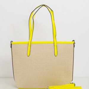 Beige Yellow Braided Handbag