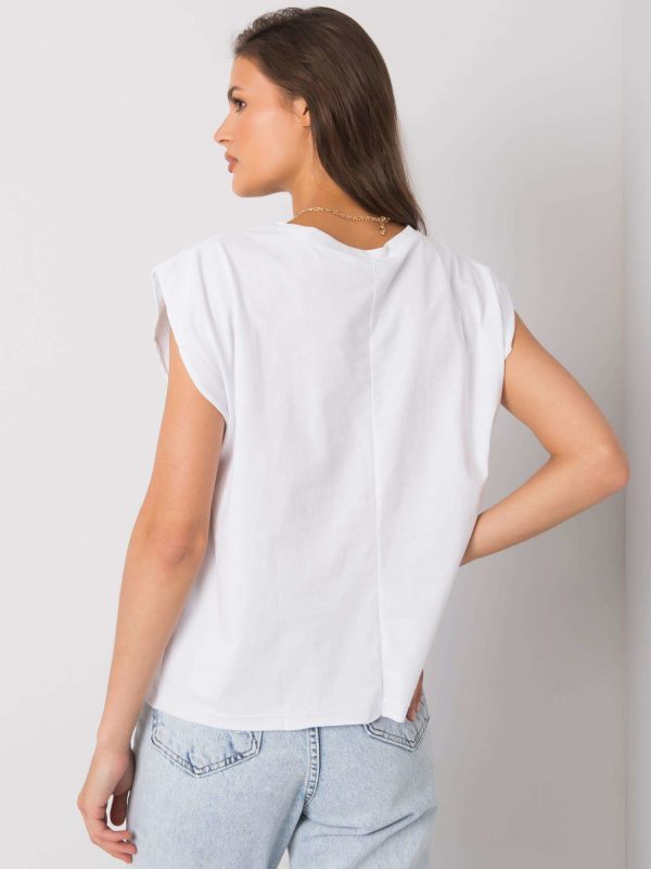 White T-shirt with Malibu print