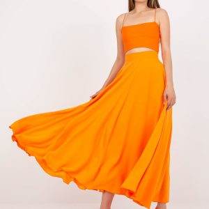 Orange maxi skirt flared with tie RUE PARIS