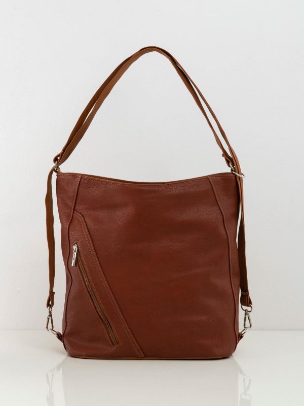 Brown-camel handbag made of eco-leather