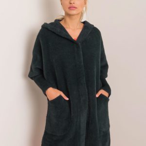 Carolyn's dark green alpaca coat