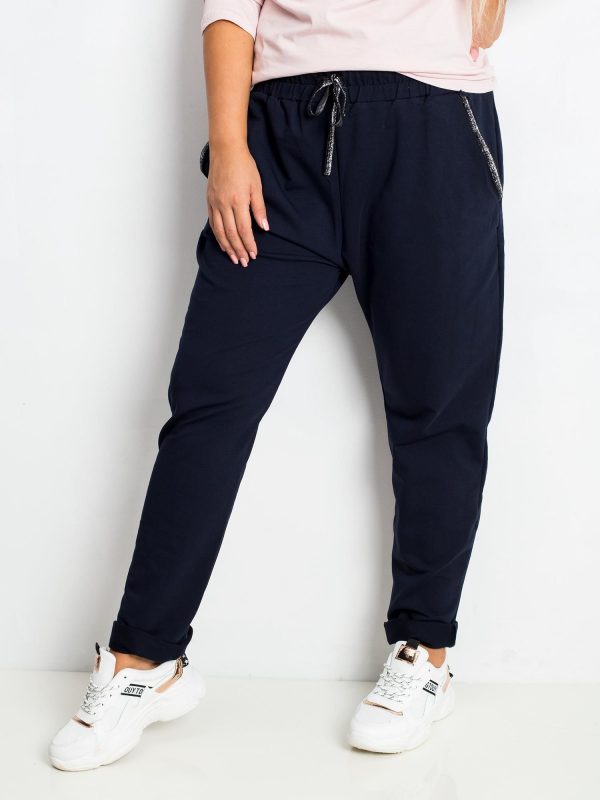 Navy blue plus size trousers Savage