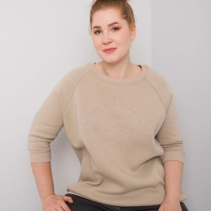 Vincente Dark Beige Plus Size Hooded Sweatshirt