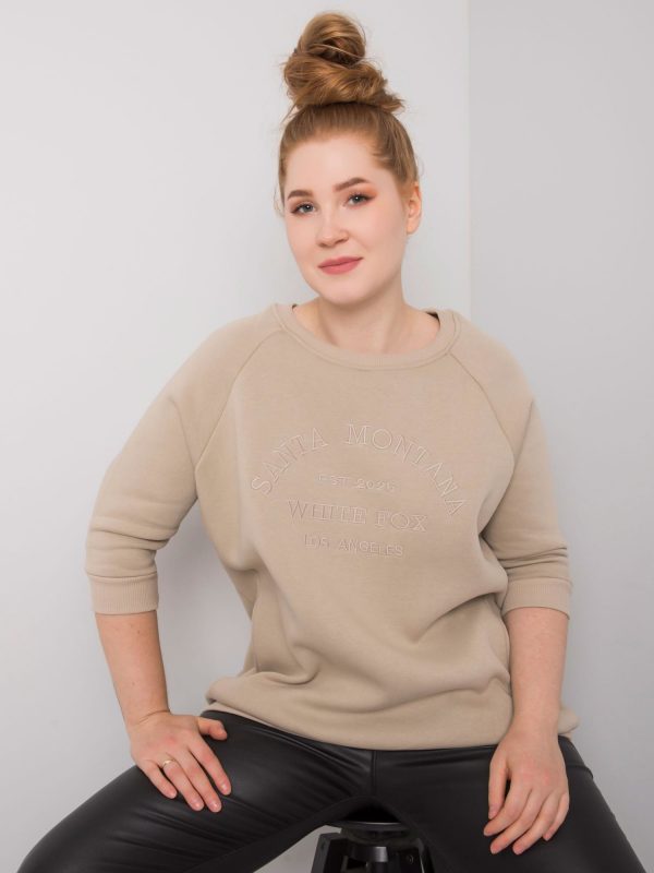 Vincente Dark Beige Plus Size Hooded Sweatshirt