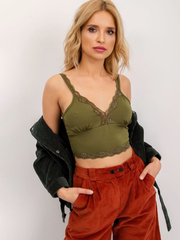 BSL Khaki top with lace