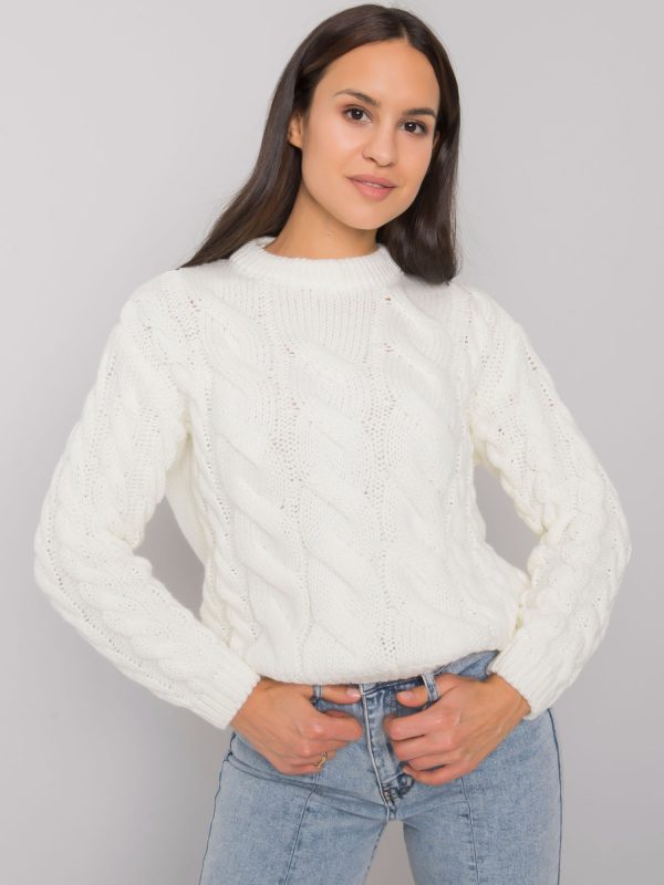 Ecru women's sweater with braids Florianna RUE PARIS