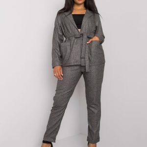 Grey Yellow Elegant Plus Size Set Anthonia