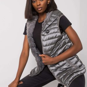 Dark Grey Double-Sided Javina Hooded Vest