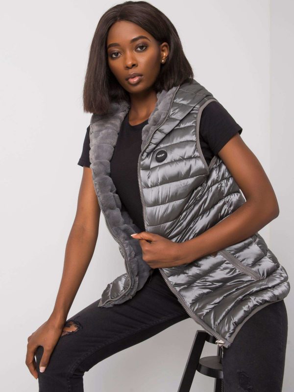 Dark Grey Double-Sided Javina Hooded Vest