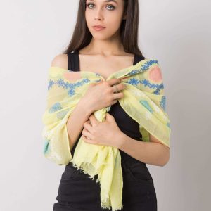 Yellow scarf with colorful print