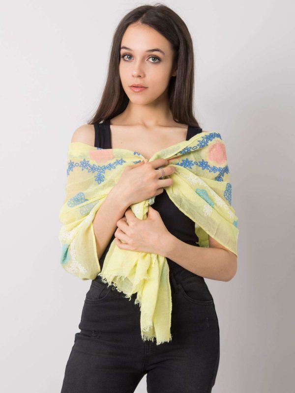 Yellow scarf with colorful print