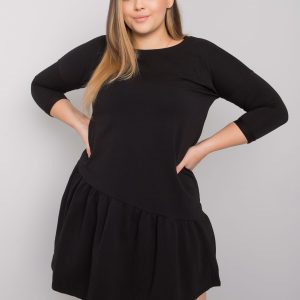 Black Plus Size Dress with Ruffle Linda