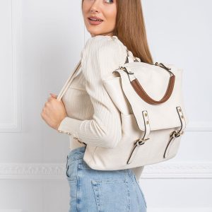 Light Beige Backpack with Lapel