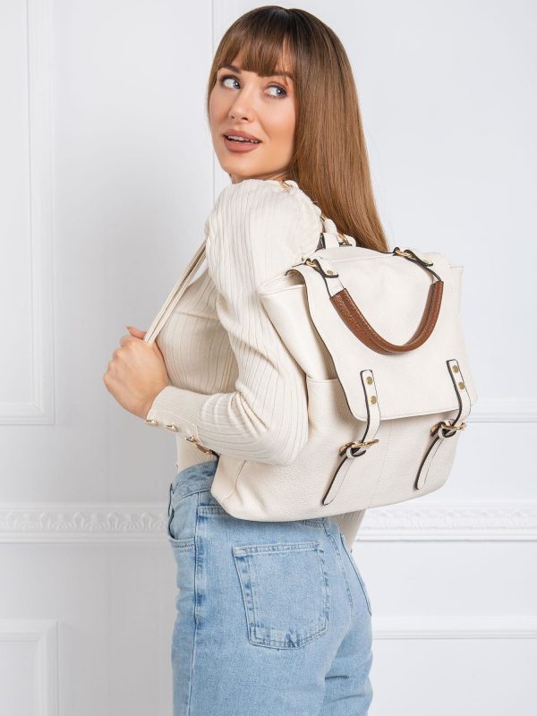 Light Beige Backpack with Lapel