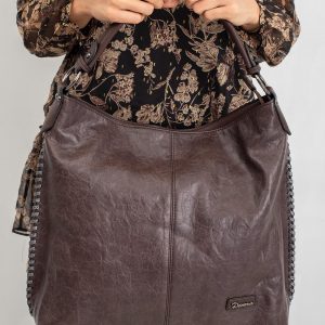 Dark brown handbag with braid