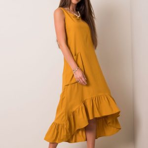 Mustard dress Diana RUE PARIS