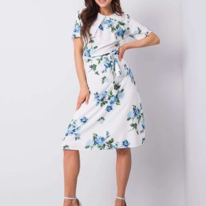 Merla White and Blue Floral Dress