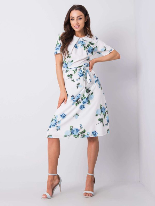 Merla White and Blue Floral Dress