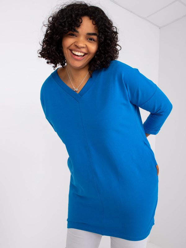 Dark blue sweatshirt tunic plus size with Sue pockets