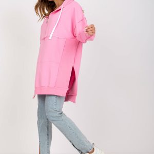 Pink plain basic hoodie and long sleeve