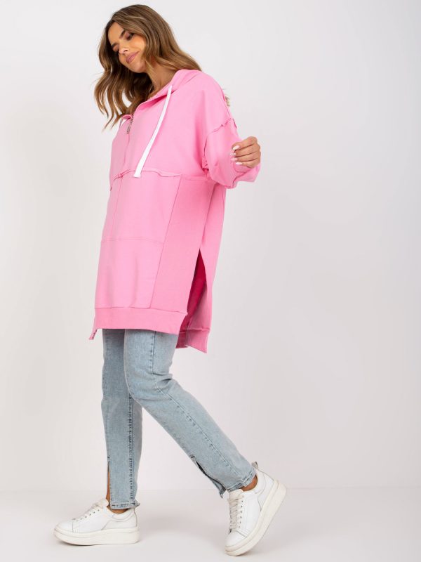 Pink plain basic hoodie and long sleeve