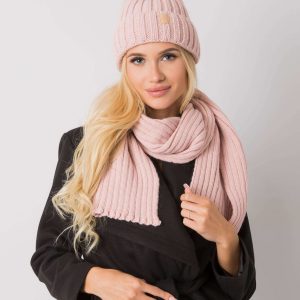 Light pink winter set with hat and scarf Rubby RUE PARIS