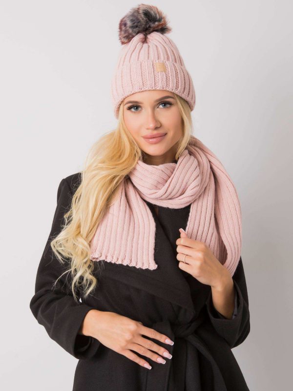 Light pink winter set with hat and scarf Rubby RUE PARIS