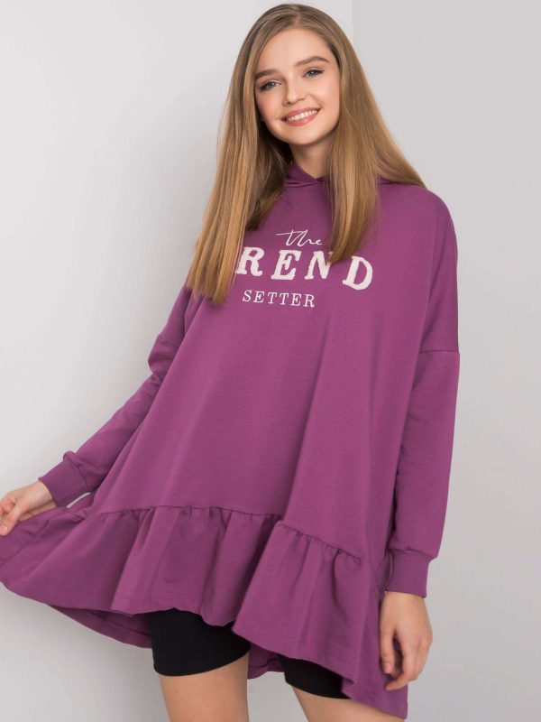 Violet oversize tunic with hood Vanessa