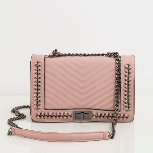 Light pink handbag with chain