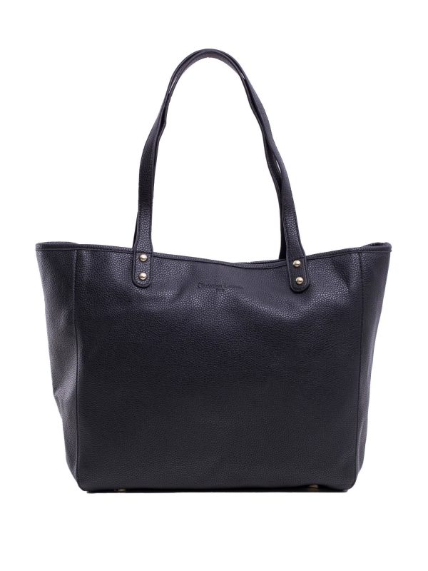 Black eco-leather shopper bag