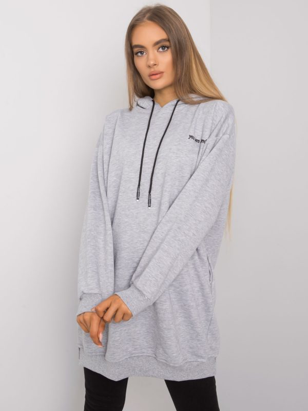 Grey melange sweatshirt with pockets Indira